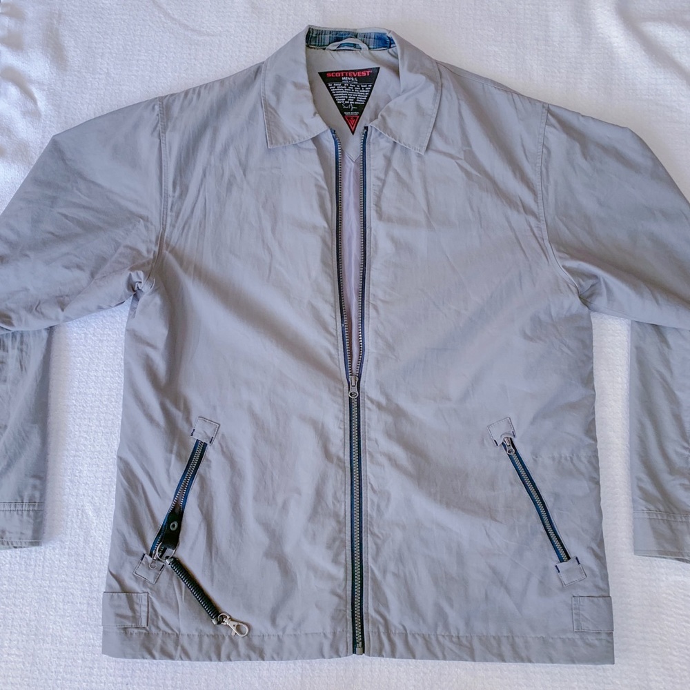 Scottevest TEC multi pocket jacket grey large EUC